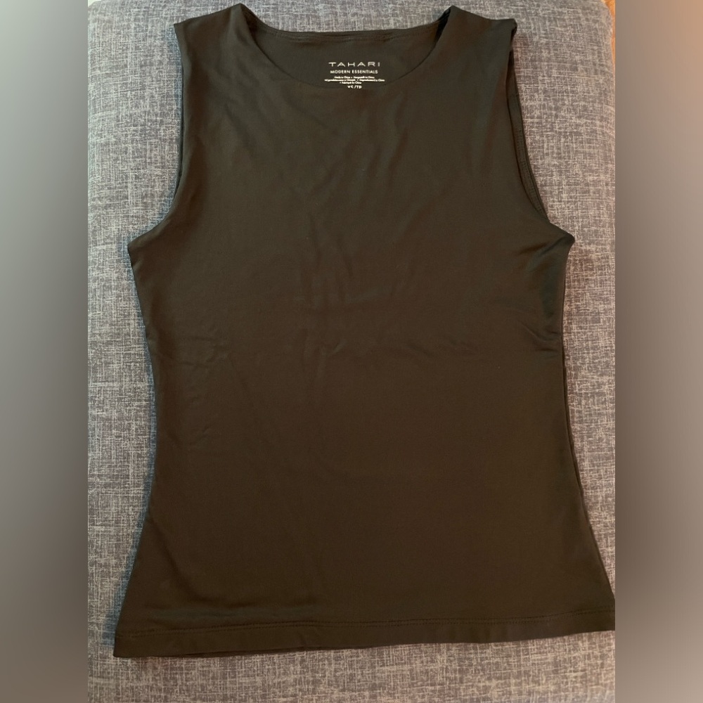 Tahari Black Fitted Tank Top
